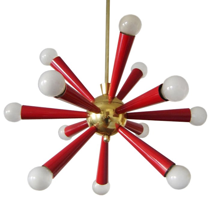 Люстра Mid Century Modern ATOMIC Sputnik Red Красный (Red) Золотой Люстра Mid Century Modern ATOMIC Sputnik Red Красный (Red) Золотой в Челябинске | Loft Concept
