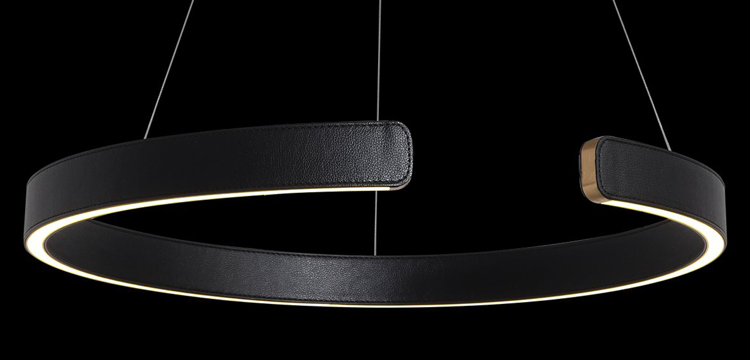 Подвесной светильник Half Ring black leather 60 - фото №3