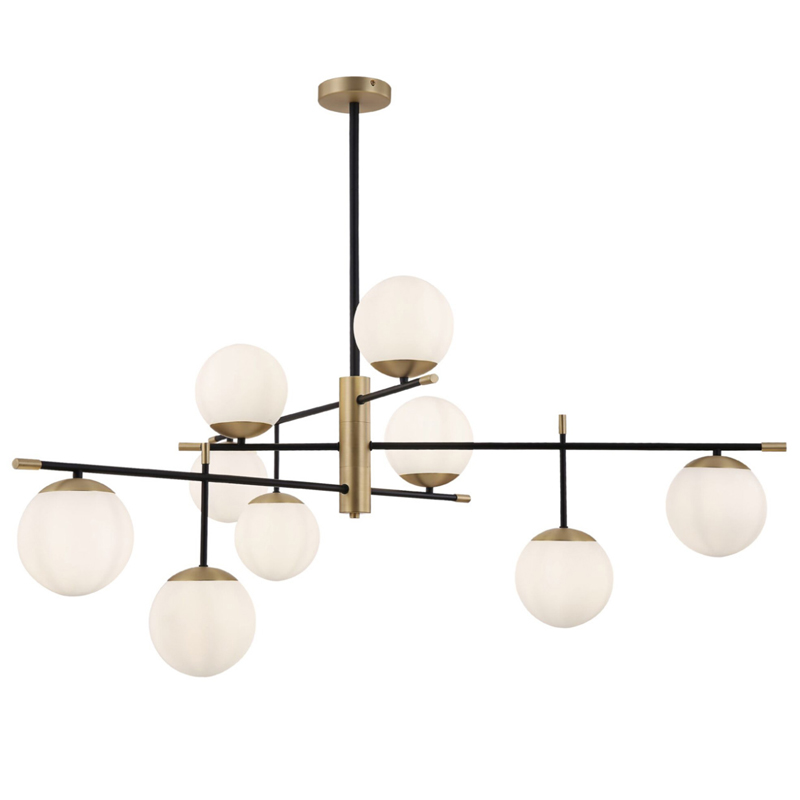 Светильник Spike Nine Balls Hanging Lamp матовое золото Прозрачный белый Светильник Spike Nine Balls Hanging Lamp матовое золото Прозрачный белый в Челябинске | Loft Concept