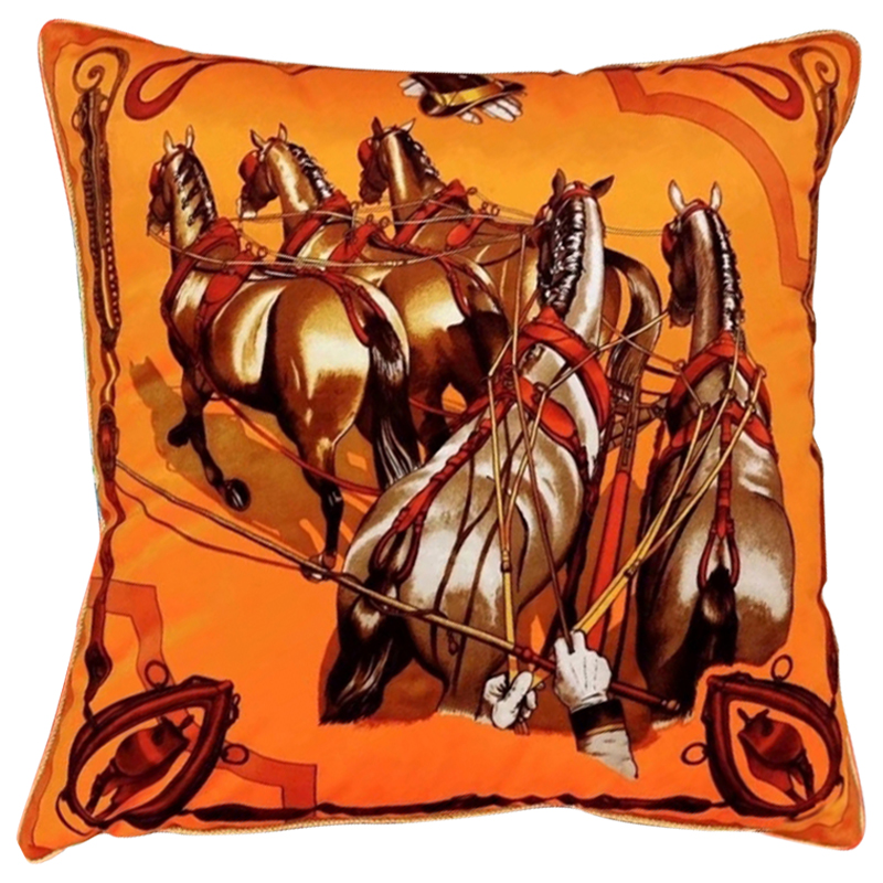 Декоративная подушка Hermes Horse 112 Оранжевый Декоративная подушка Hermes Horse 112 Оранжевый в Челябинске | Loft Concept