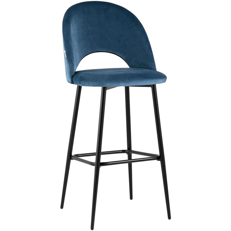 Барный Стул CLIFF Chair Синий Велюр Синий Черный Барный Стул CLIFF Chair Синий Велюр Синий Черный в Челябинске | Loft Concept