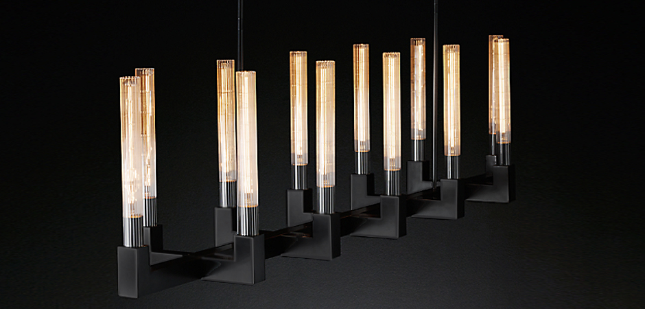 Люстра RH CANELLE Linear Chandelier 12 Modern Black Люстра RH CANELLE Linear Chandelier 12 Modern Black - Loft-Concept в Челябинске