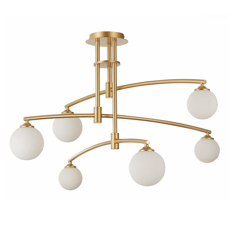 Люстра Glendon Chandelier 6 Balls Золотой Белый Люстра Glendon Chandelier 6 Balls Золотой Белый в Челябинске | Loft Concept