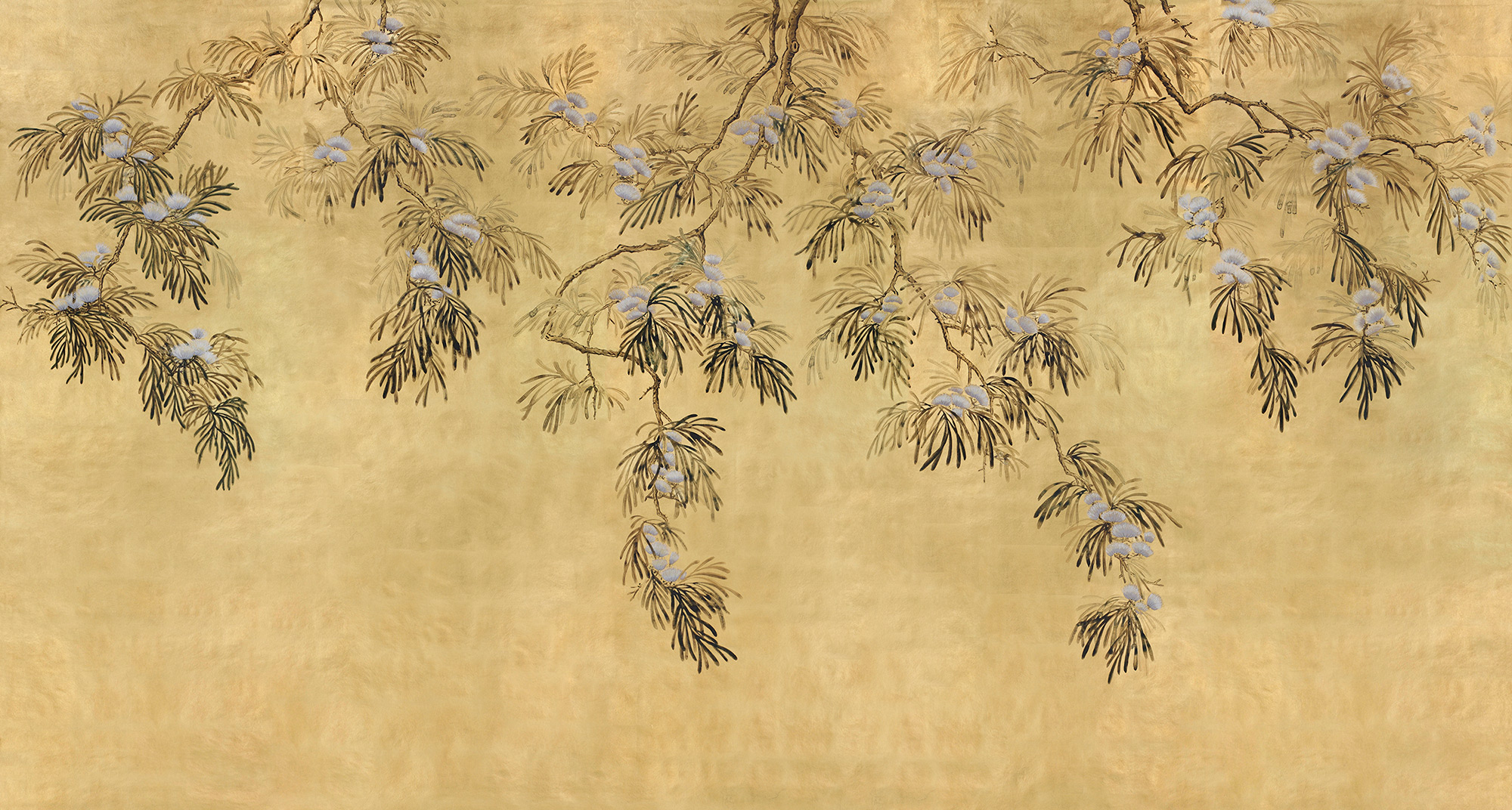 Обои ручная роспись Silk Tree Original colourway on Gold Bullion gilded paper Обои ручная роспись Silk Tree Original colourway on Gold Bullion gilded paper - постер Loft-Concept в Челябинске