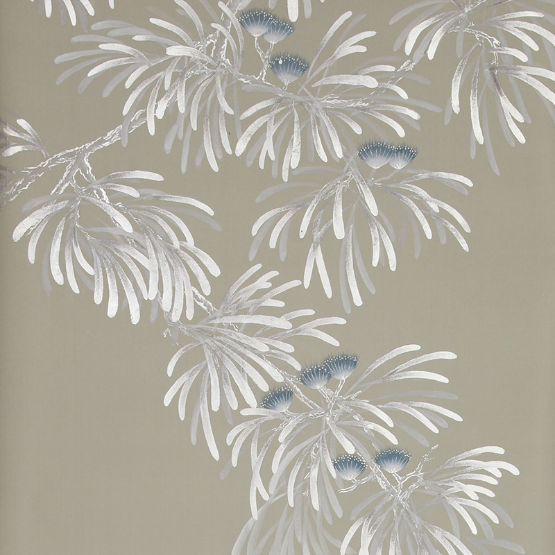 Обои ручная роспись Silk Tree Special Colourway on Pale Grey dyed silk  в Челябинске | Loft Concept 