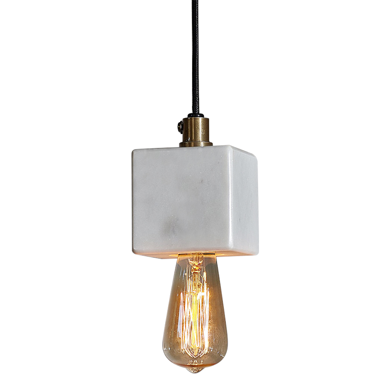 Подвесной светильник Shaw Cube Marble Hanging Lamp Черный Белый Мрамор Bianco Подвесной светильник Shaw Cube Marble Hanging Lamp Черный Белый Мрамор Bianco в Челябинске | Loft Concept