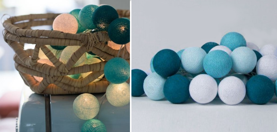 Гирлянда хлопковые фонарики Сotton Ball Aqua - Loft-Concept в Челябинске