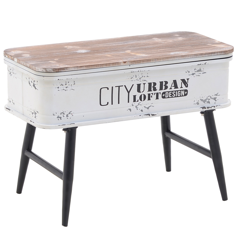 Приставной стол City Urban Loft Design Table white Бежево-серый Белый винтажная патина Приставной стол City Urban Loft Design Table white Бежево-серый Белый винтажная патина в Челябинске | Loft Concept