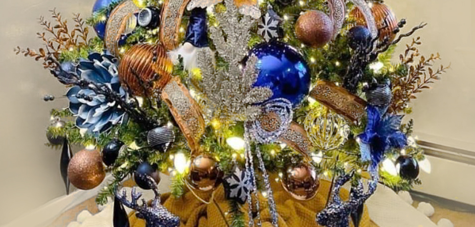 Дизайнерская Ель Синие Цветы Christmas tree Blue flowers Дизайнерская Ель Синие Цветы Christmas tree Blue flowers - Loft-Concept в Челябинске