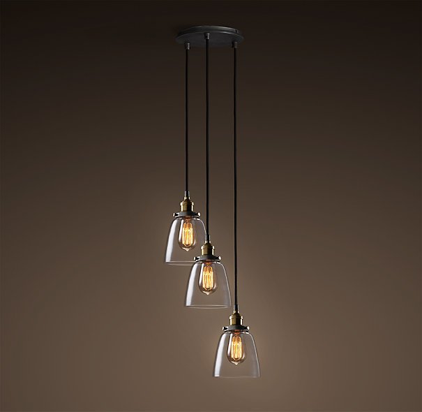 Подвесной светильник Loft Clear Glass Cloche 3 Черный Подвесной светильник Loft Clear Glass Cloche 3 Черный в Челябинске | Loft Concept