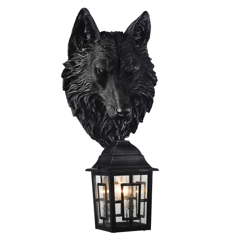Уличный светильник Wolf Lantern Винтажный черный Прозрачное Стекло в Челябинске | Loft Concept 