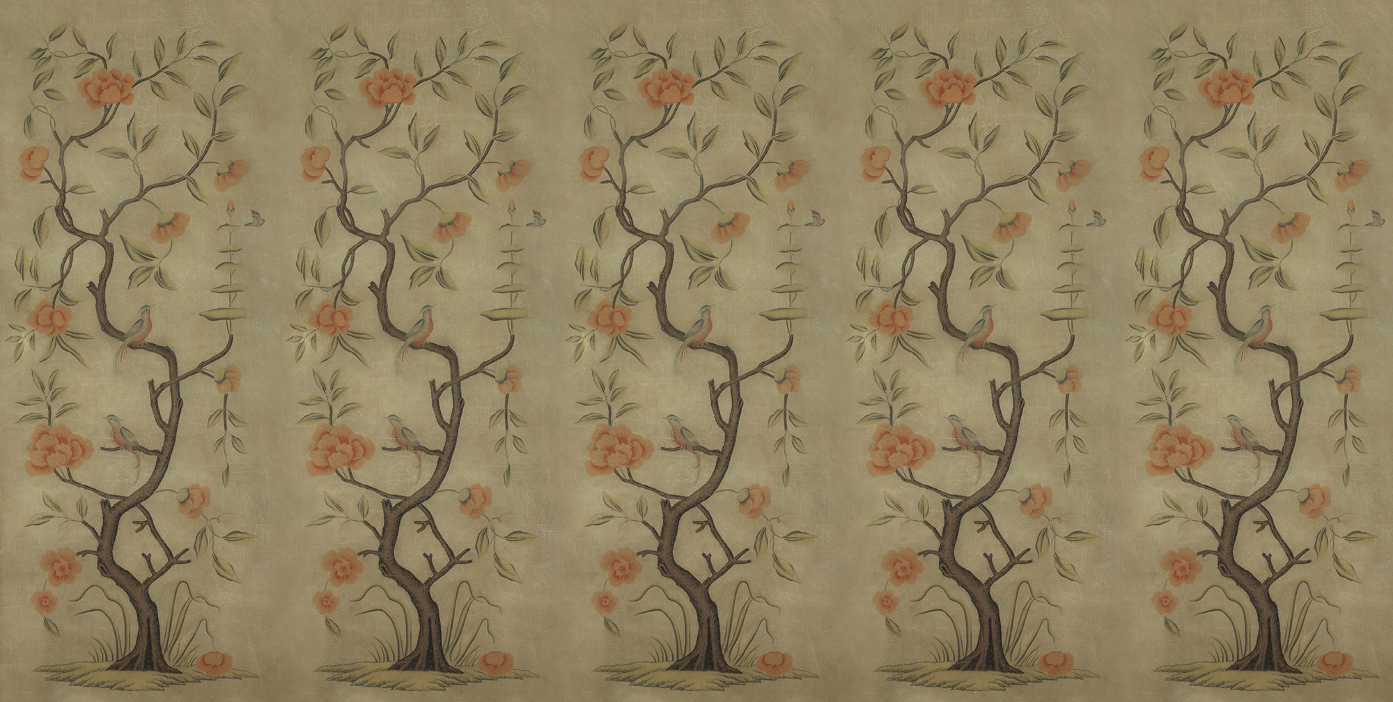 Обои ручная роспись Gustavian Tree of Life Special Colourway on brown Williamsburg Обои ручная роспись Gustavian Tree of Life Special Colourway on brown Williamsburg - постер Loft-Concept в Челябинске