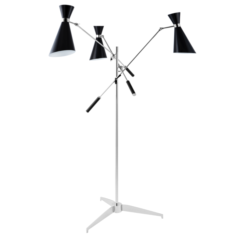 Торшер Stanley FLOR LAMP Черный Хром Торшер Stanley FLOR LAMP Черный Хром в Челябинске | Loft Concept