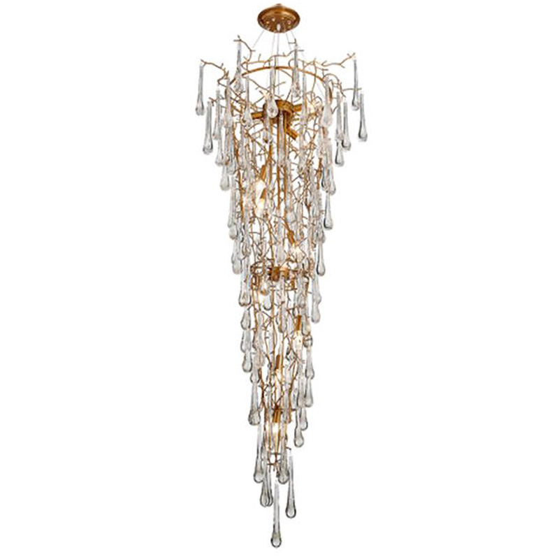 Люстра Waterfall Chandelier Crystal Drops Золотой Прозрачный Люстра Waterfall Chandelier Crystal Drops Золотой Прозрачный в Челябинске | Loft Concept