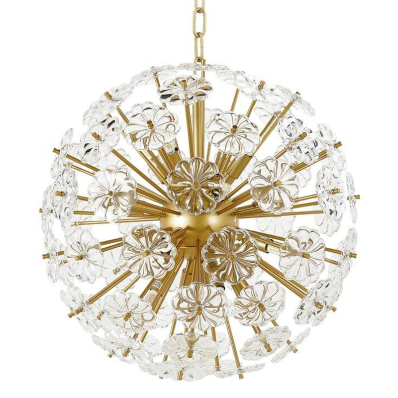 Люстра Glass Flowers Sputnik Chandelier D 48 матовое золото Прозрачное Стекло в Челябинске | Loft Concept 