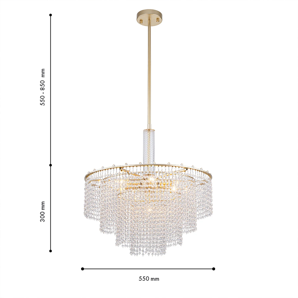 Люстра многоярусная с каскадами кристаллов Crystal Rains в Челябинске