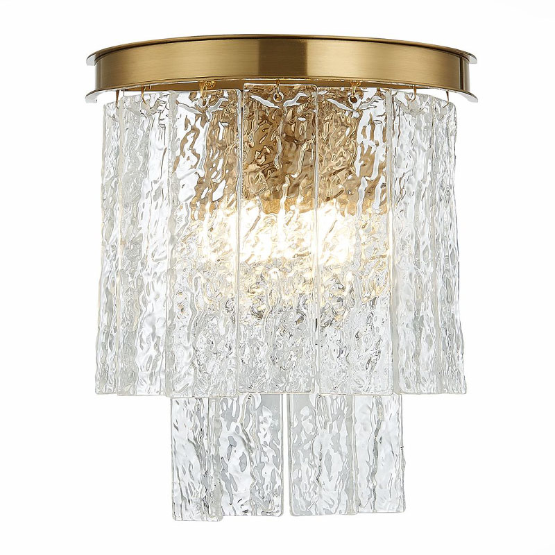 Бра Renea Textured Glass Wall Lamp Brass Латунь Прозрачное Стекло Бра Renea Textured Glass Wall Lamp Brass Латунь Прозрачное Стекло в Челябинске | Loft Concept