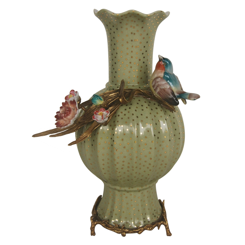 Ваза Bird and Gold Dots Vase Бронза Золотой Мульти Ваза Bird and Gold Dots Vase Бронза Золотой Мульти в Челябинске | Loft Concept