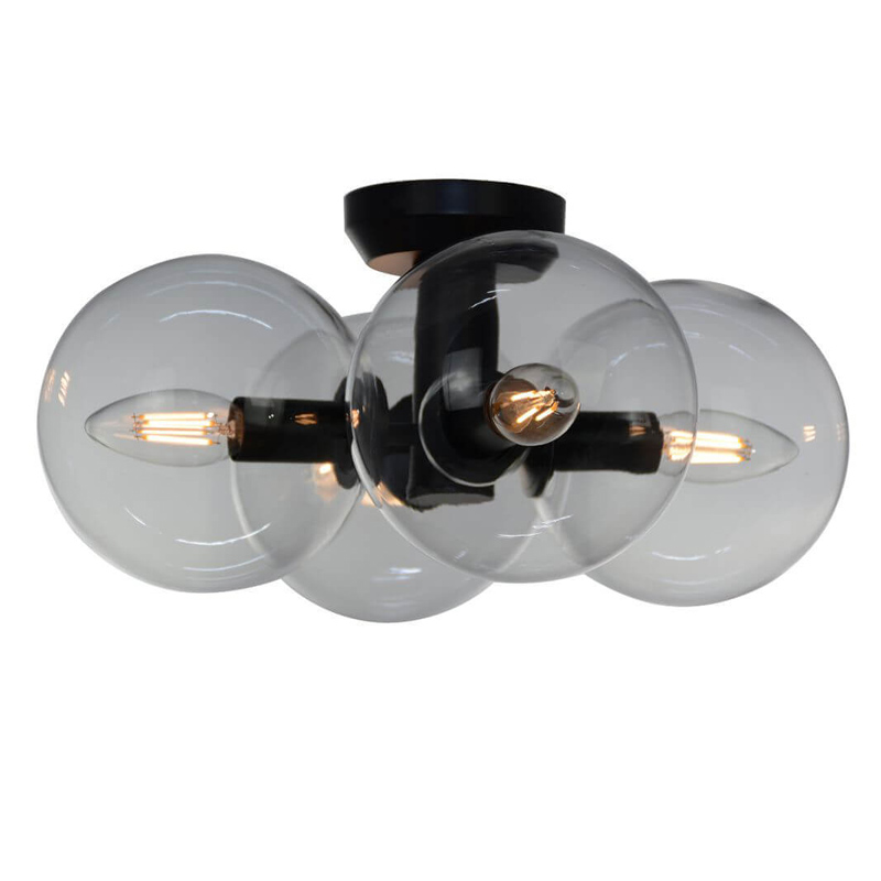 Потолочный светильник Modo 4 Globes Ceiling Lamp 30 Черный Прозрачное Стекло Потолочный светильник Modo 4 Globes Ceiling Lamp 30 Черный Прозрачное Стекло в Челябинске | Loft Concept