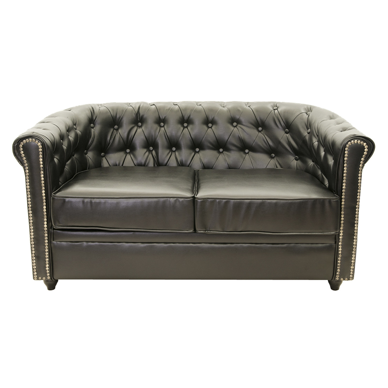 Диван кожаный на деревянных ножках из массива березы Caleb Leather Seating black Черный Диван кожаный на деревянных ножках из массива березы Caleb Leather Seating black Черный в Челябинске | Loft Concept