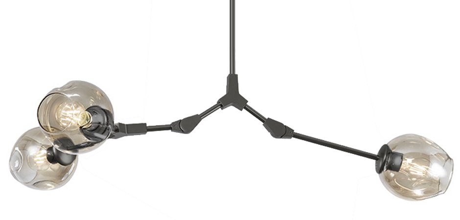 Люстра Сrumpled Glass Bubble Chandelier Gray 3 плафона Люстра Сrumpled Glass Bubble Chandelier Gray 3 плафона - Loft-Concept в Челябинске