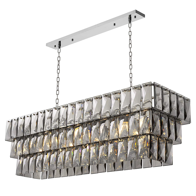 Люстра Eichholtz Chandelier Amazone Rectangular Nickel Никель Стекло Смок Люстра Eichholtz Chandelier Amazone Rectangular Nickel Никель Стекло Смок в Челябинске | Loft Concept