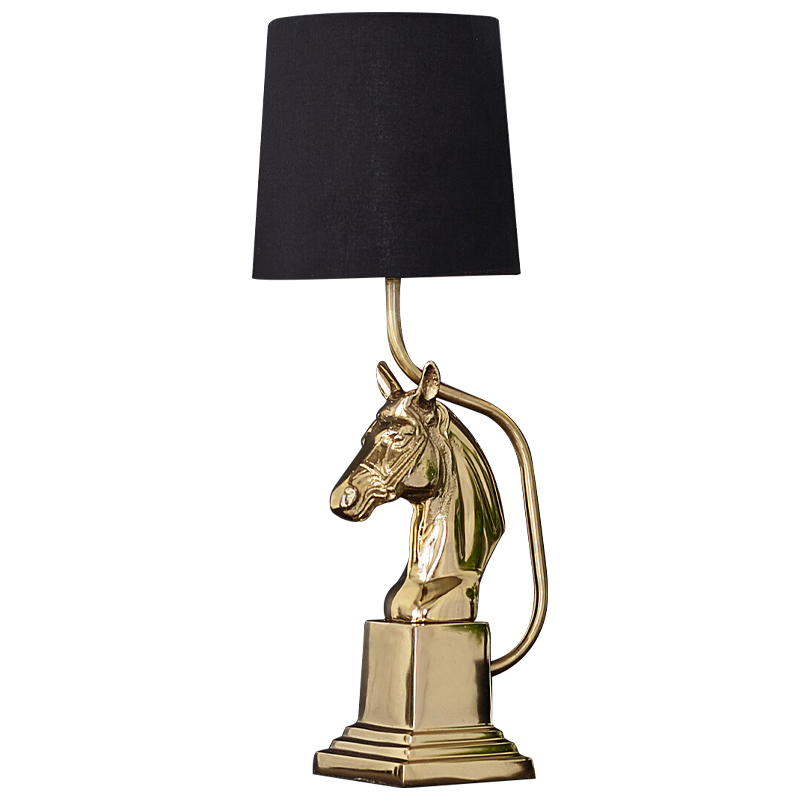 Настольная лампа с абажуром Lampshade Horse Sculpture Gold Черный Глянцевое золото Настольная лампа с абажуром Lampshade Horse Sculpture Gold Черный Глянцевое золото в Челябинске | Loft Concept