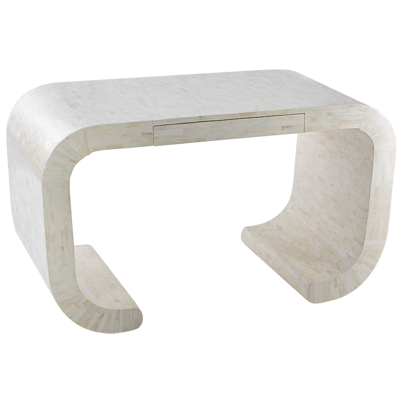 Стол рабочий Bone Inlay Table white Белый Бежевый Стол рабочий Bone Inlay Table white Белый Бежевый в Челябинске | Loft Concept