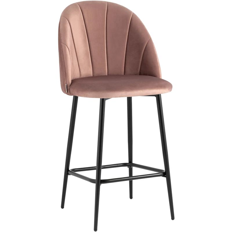 Барный Стул Balsari S Chair Пыльно-Розовый Велюр Розовый пастельный Черный Барный Стул Balsari S Chair Пыльно-Розовый Велюр Розовый пастельный Черный в Челябинске | Loft Concept