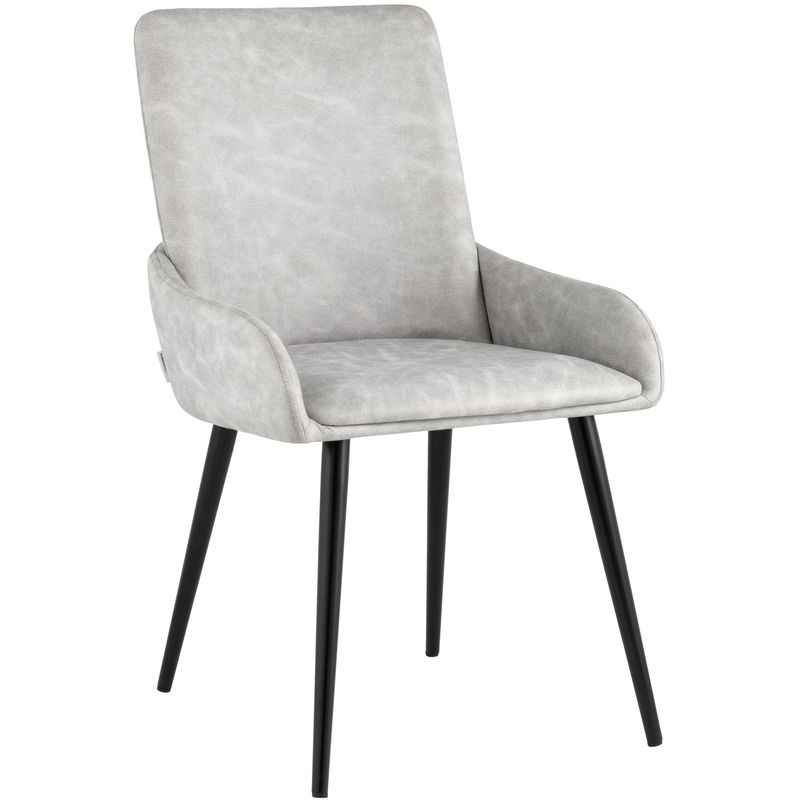 Стул Munchen Chair Светло-Серая Искусственная Замша Светло-серый Черный Стул Munchen Chair Светло-Серая Искусственная Замша Светло-серый Черный в Челябинске | Loft Concept