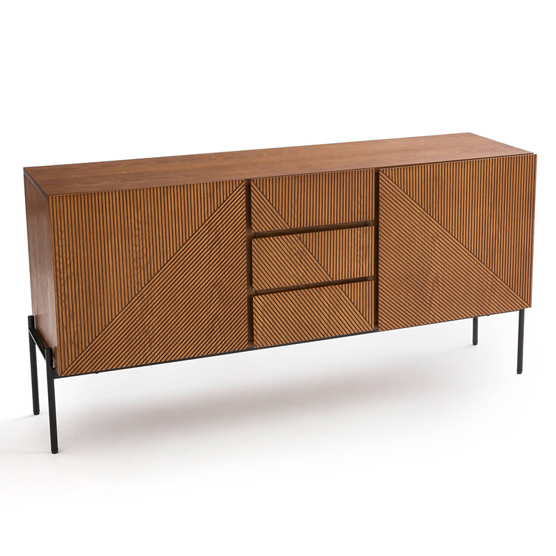 Комод с геометрическим рисунком Anders Chest of drawers с 3-мя ящиками и 2-мя дверцами Темный дуб Комод с геометрическим рисунком Anders Chest of drawers с 3-мя ящиками и 2-мя дверцами Темный дуб в Челябинске | Loft Concept