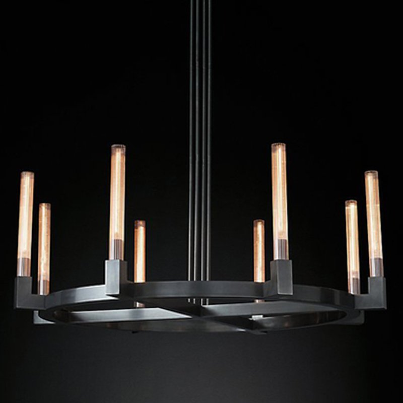 Люстра RH CANELLE Round Chandelier 8 Modern Black Черный Люстра RH CANELLE Round Chandelier 8 Modern Black Черный в Челябинске | Loft Concept