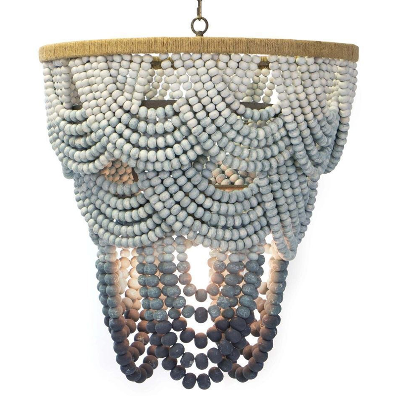 Многоярусная люстра украшенная круглыми бусами Gradient Grey Chandelier Серо-голубой Молочный Песочный в Челябинске | Loft Concept 