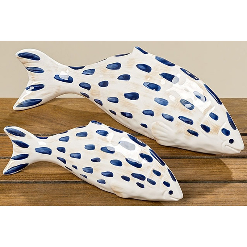 Статуэтка Fish Blue & White Белый Синий Статуэтка Fish Blue & White Белый Синий в Челябинске | Loft Concept