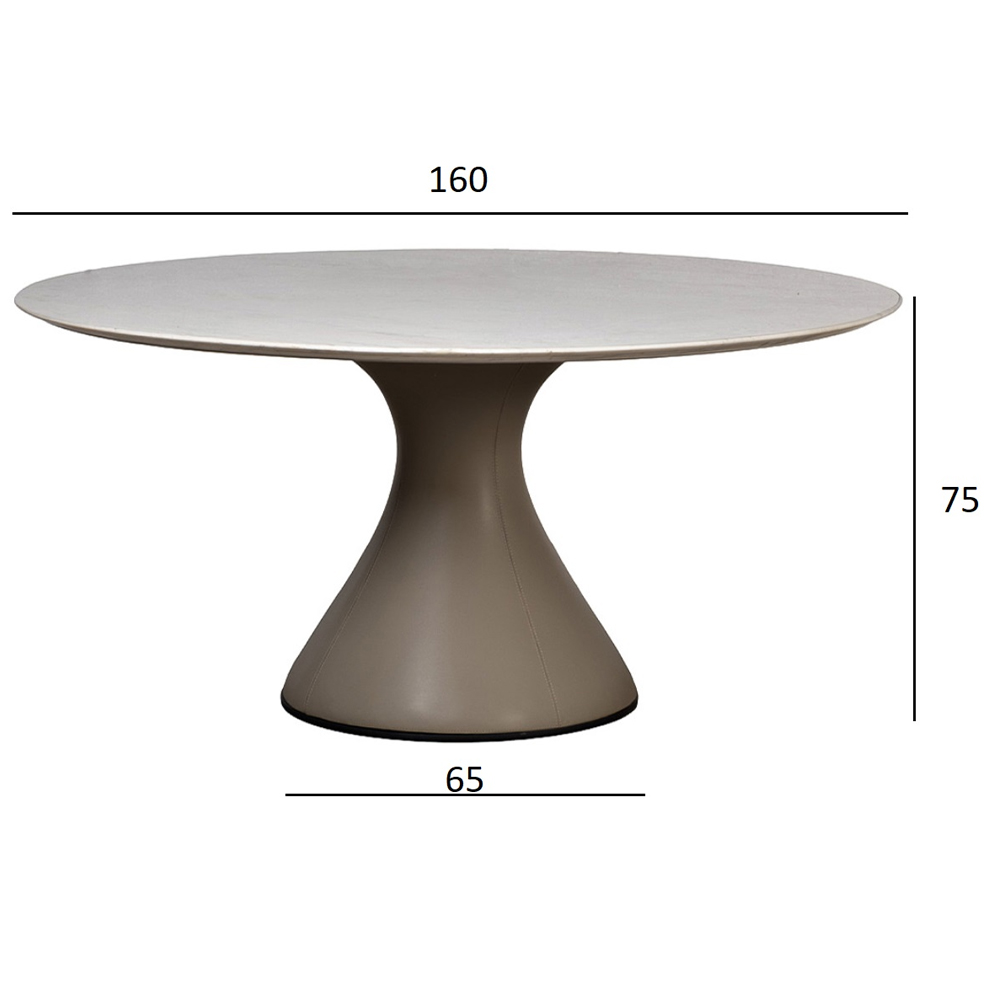 Стол обеденный круглый мраморный на бежевом основании Valedmir в Челябинске