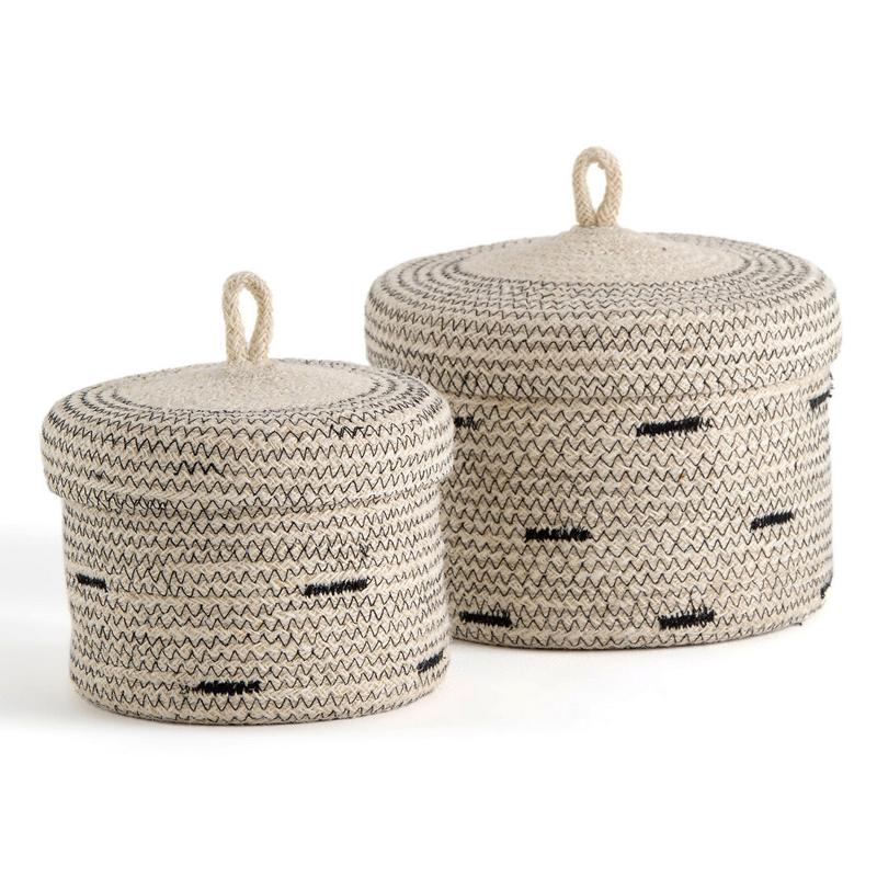 Комплект корзин из джута Wicker Baskets Черный Бежевый Комплект корзин из джута Wicker Baskets Черный Бежевый в Челябинске | Loft Concept