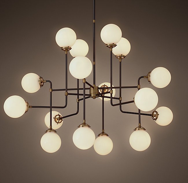 Люстра Bistro Globe Clear Glass Chandelier 16 Milk Черный Люстра Bistro Globe Clear Glass Chandelier 16 Milk Черный в Челябинске | Loft Concept
