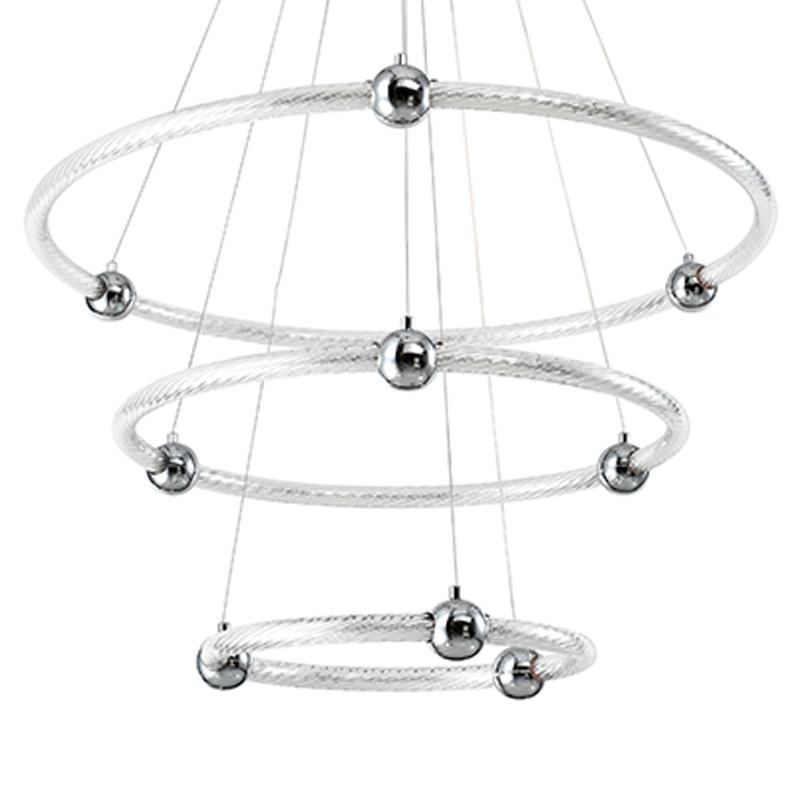 Люстра подвесная трехъярусная c плафонами в виде колец Lighting Rings Silver Серебряный Белый Люстра подвесная трехъярусная c плафонами в виде колец Lighting Rings Silver Серебряный Белый в Челябинске | Loft Concept