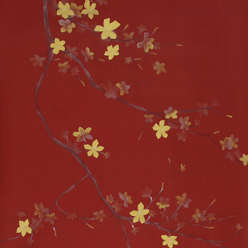 Обои ручная роспись Cherry Tree Special Colourway on Scarlet Lady dyed silk Обои ручная роспись Cherry Tree Special Colourway on Scarlet Lady dyed silk в Челябинске | Loft Concept