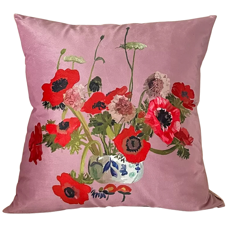 Декоративная подушка Red Poppy Flowers Pillow Розовый Красный Мульти Декоративная подушка Red Poppy Flowers Pillow Розовый Красный Мульти в Челябинске | Loft Concept