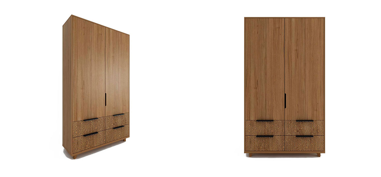 Шкаф двустворчатый с орнаментом Brian - фото