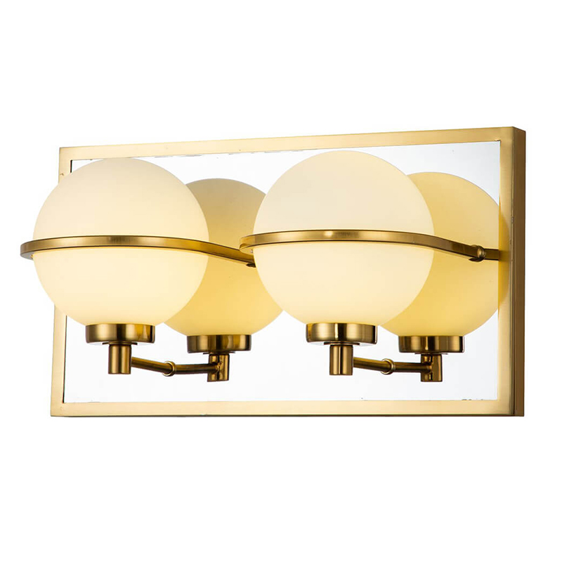 Бра Two Balls Reflection Wall Lamp Латунь Белый Бра Two Balls Reflection Wall Lamp Латунь Белый в Челябинске | Loft Concept