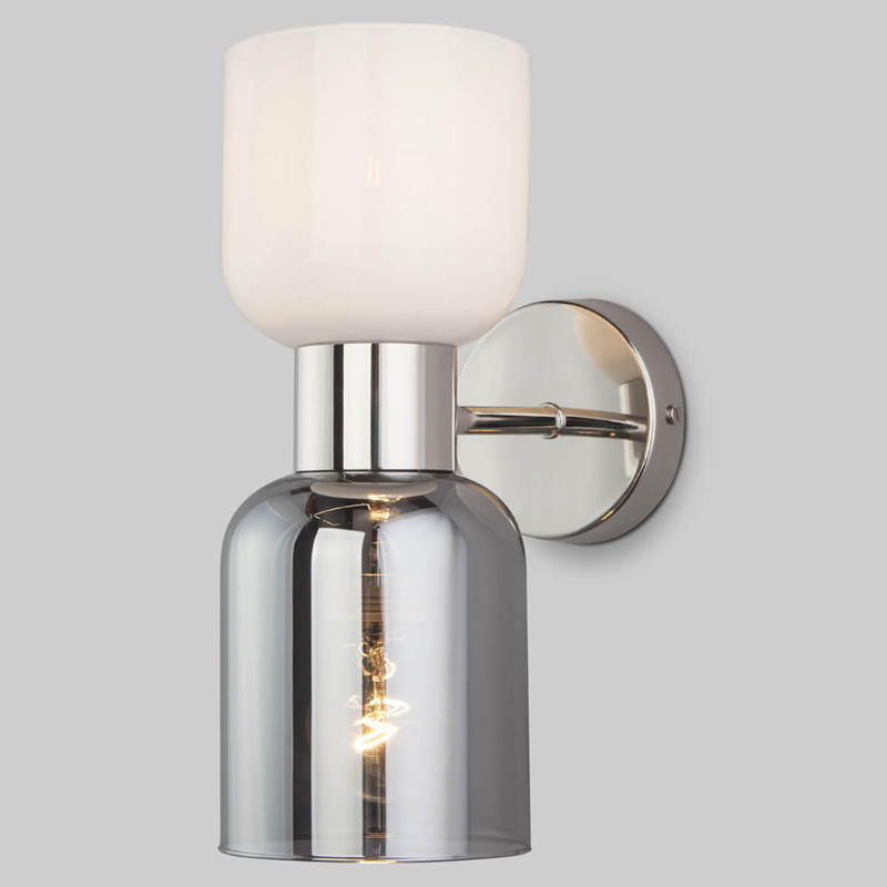 Бра Light maker studio Sconce white and smok Никель Стекло Смок Белый Бра Light maker studio Sconce white and smok Никель Стекло Смок Белый в Челябинске | Loft Concept
