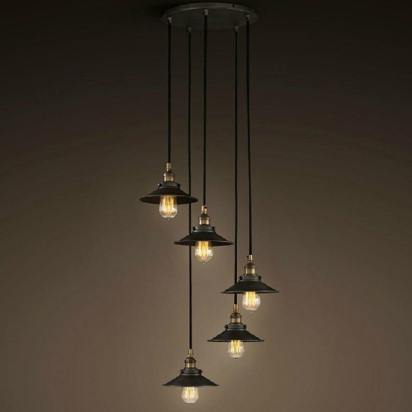 Люстра Loft Cone Pendant 5 Черный Люстра Loft Cone Pendant 5 Черный в Челябинске | Loft Concept