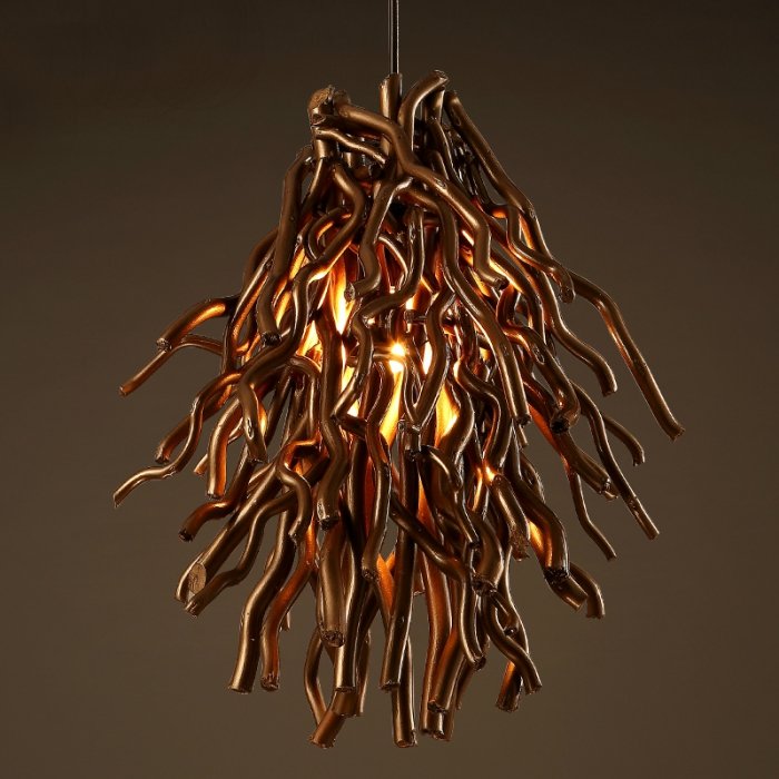 Подвесной светильник Old Wicker Pendant Broom Коричневый Подвесной светильник Old Wicker Pendant Broom Коричневый в Челябинске | Loft Concept