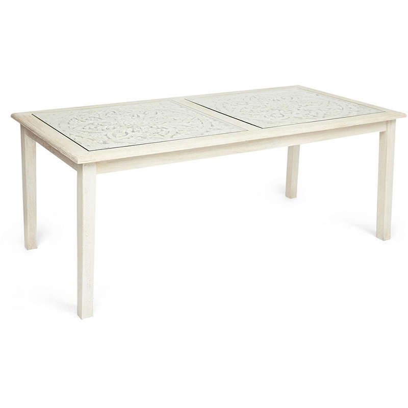 Обеденный стол Indian antique white Table Белый в Челябинске | Loft Concept 