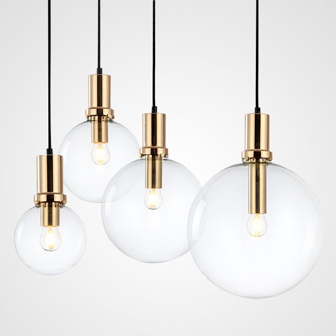 Подвесной светильник Glass Globe Gold Прозрачное Стекло Золотой Подвесной светильник Glass Globe Gold Прозрачное Стекло Золотой в Челябинске | Loft Concept