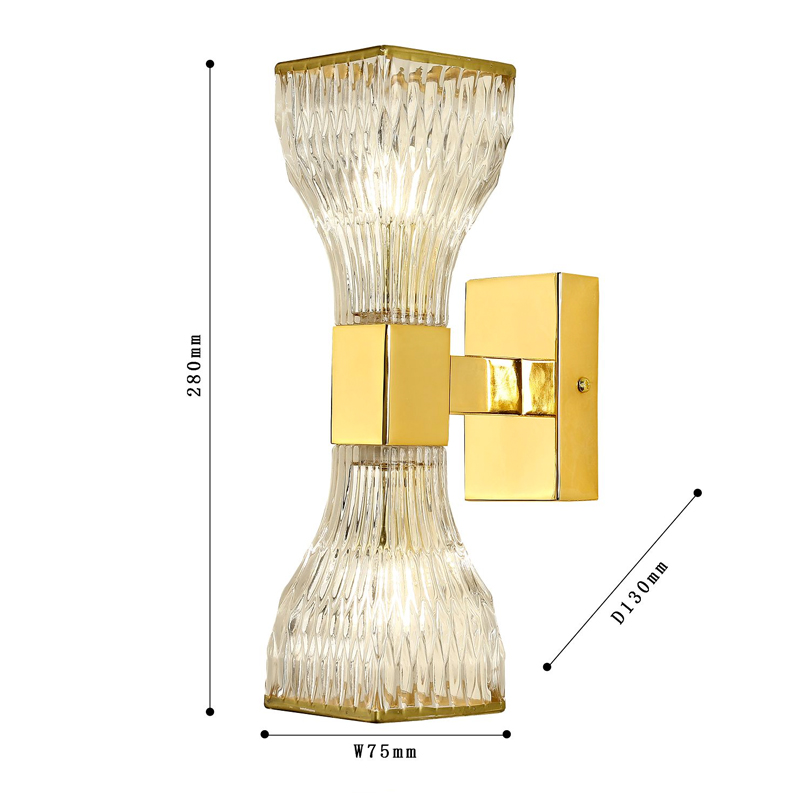 Бра с двумя плафонами из рельефного стекла GLASS HORN Gold Бра с двумя плафонами из рельефного стекла GLASS HORN Gold в Челябинске