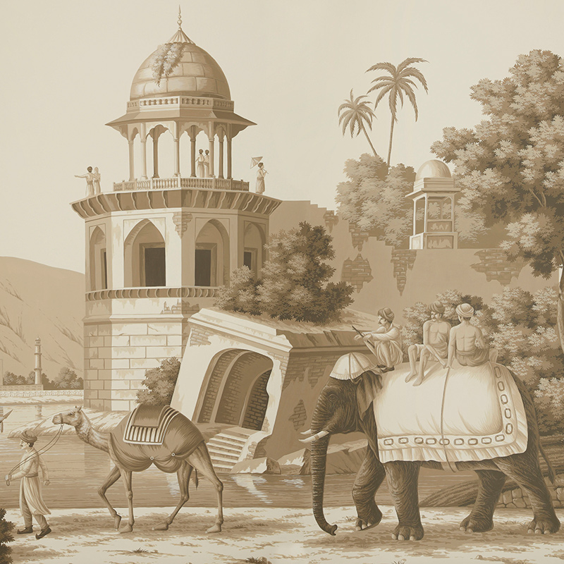Обои ручная роспись Early Views of India Sepia on scenic paper  в Челябинске | Loft Concept 