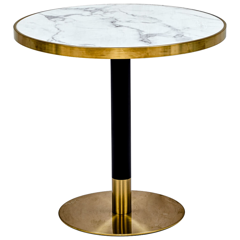 Обеденный стол Paco Dinner Table 80 Белый Глянцевое золото Черный Обеденный стол Paco Dinner Table 80 Белый Глянцевое золото Черный в Челябинске | Loft Concept